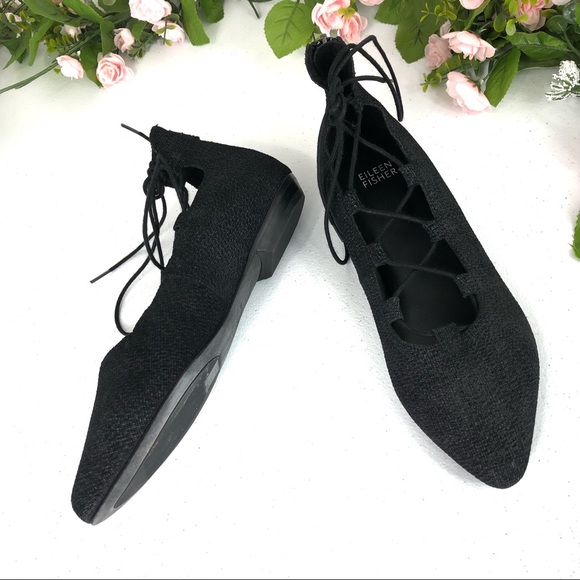 Eileen Fisher Shoes - Eileen Fisher black lace up flat shoes size 7M (8)